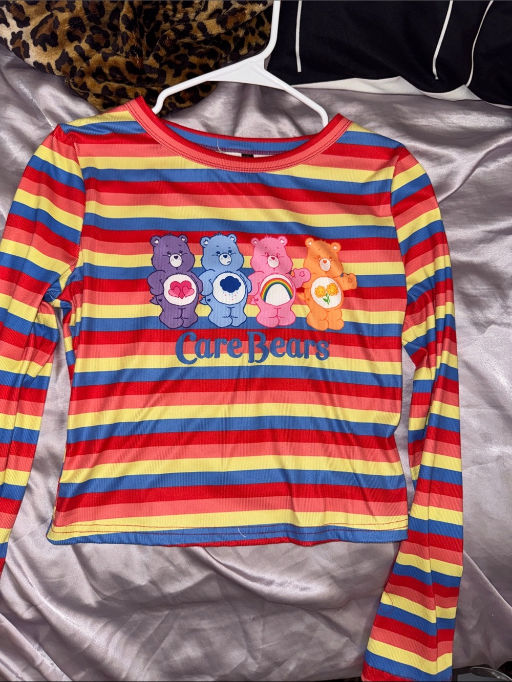 Care Bears Rainbow Stripe Long Sleeve Tee - Red, Yellow, Blue